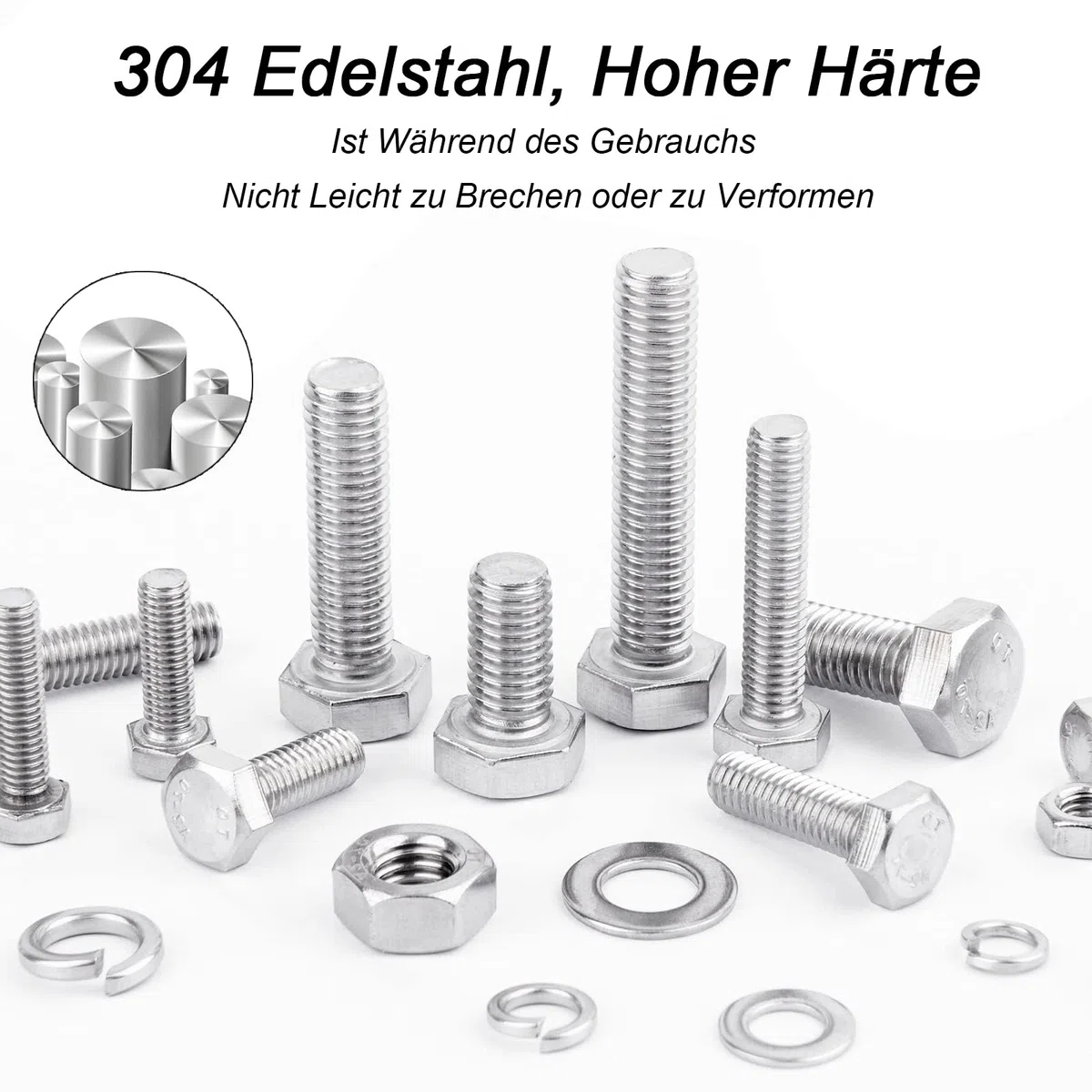 Viti Bulloni e Dadi a Testa Esagonale, 520 Pezzi M3 M4 M5 M6 viti Bulloni e dadi e Rondelle Set, Kit Viti Testa Esagonale in Acciaio Inox, Set di Vitis Filettate con Dadi e Rondelle