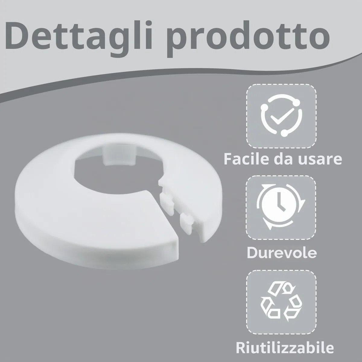 Set da 30 Rosette per Tubi di Riscaldamento Copritubi per Radiatori Rosette bianche per rivestimento tubi di riscaldamento Copritubi in PVC Ø 20 mm Copertura tubi riscaldamento per pavimento