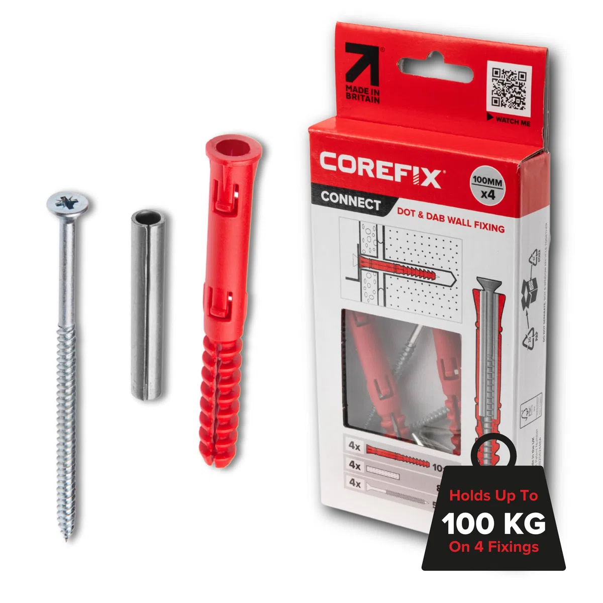 Corefix, fissaggi resistenti per cartongesso, testati fino a una portata di 250 kg, confezione da 4 pezzi