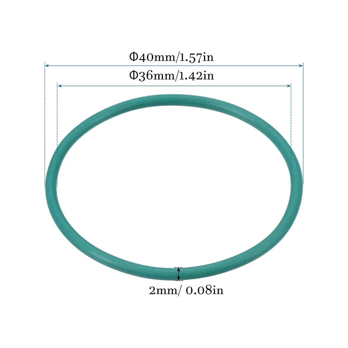QUARKZMAN 40x36x2mm Fluoro Gomma O Orings x 2 pz Sigillatura Guarnizione per Rubinetto Automotive, Verde