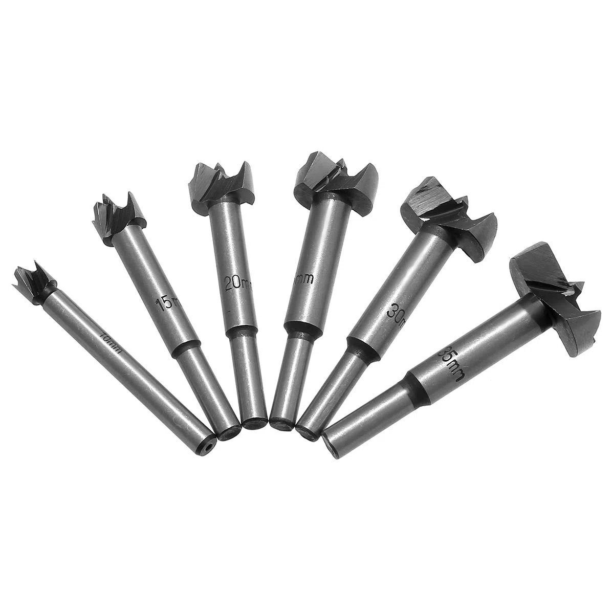 TOPWAY Forstner Punta per trapano per legno, 6 pezzi Cerniera per lavorazione del legno in acciaio al carburo ad alta velocità Set di foratura per seghe a tazza HSS per compensato 10mm-30mm