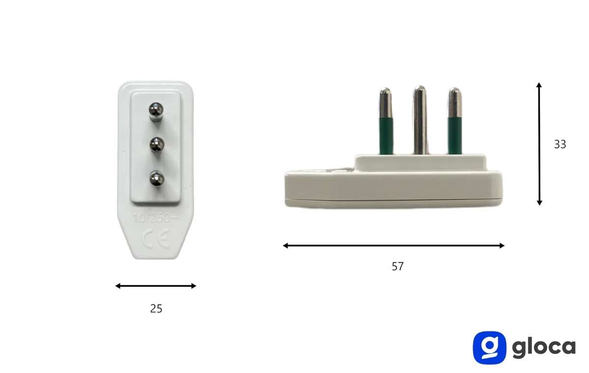 gloca Set 5 Spine Piatte Salvaspazio 10A Colore Bianco Standard Italiano 250V