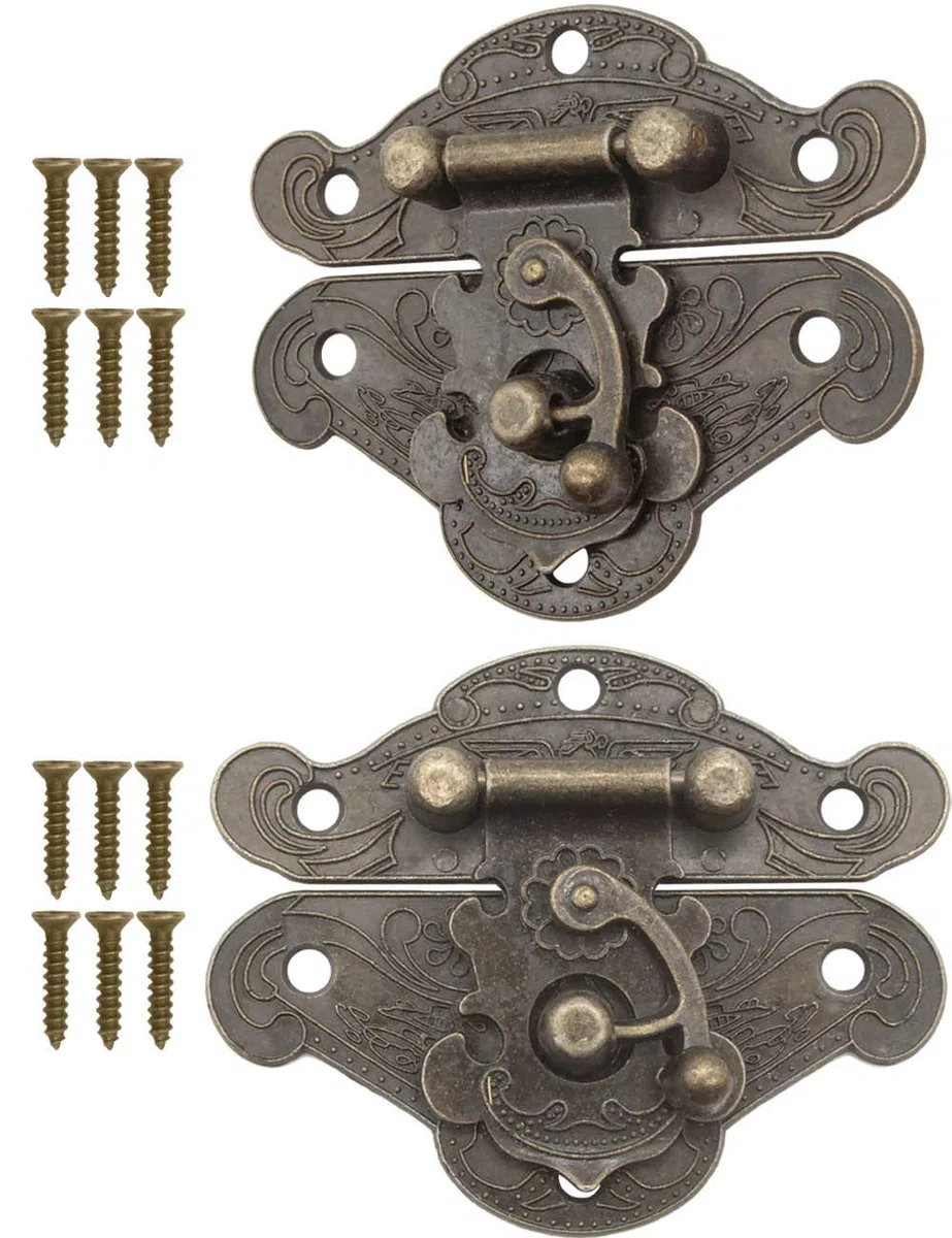 FUXXER® 2 chiusure antiche, ganci a blocco, design in ferro bronzo, 64 x 50 mm, set da 2 pezzi