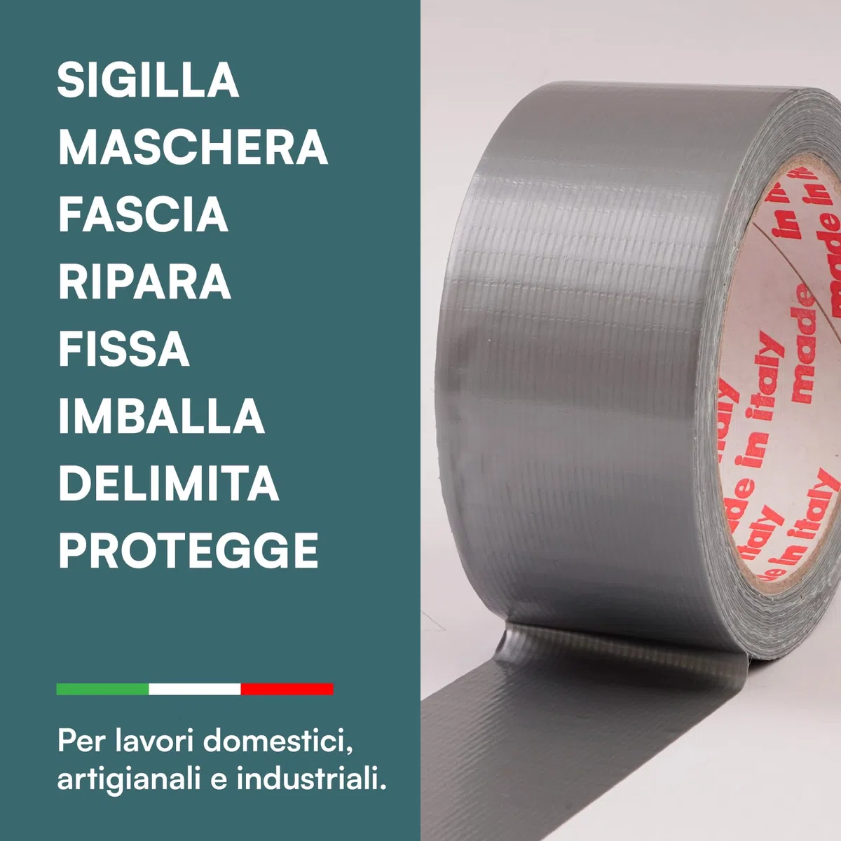 DNK TRADE Nastro Adesivo Telato Americano 50mm x 25m Colore Grigio Isolante e Impermeabile per Riparazioni Professionali e Fai da Te Aderenza Multisuperficie Metallo Plastica e Legno - 2 Rotoli