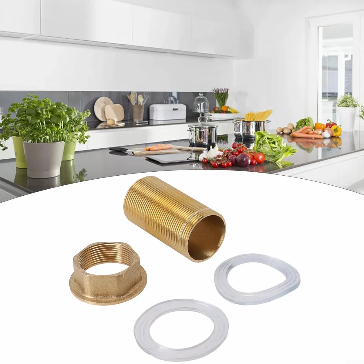 Kit di fissaggio per rubinetto, dadi lunghi, prolunga per rubinetto, tubo filettato, parti di ricambio con rondelle per rubinetto, kit di riparazione per rubinetto (M32-60 mm)