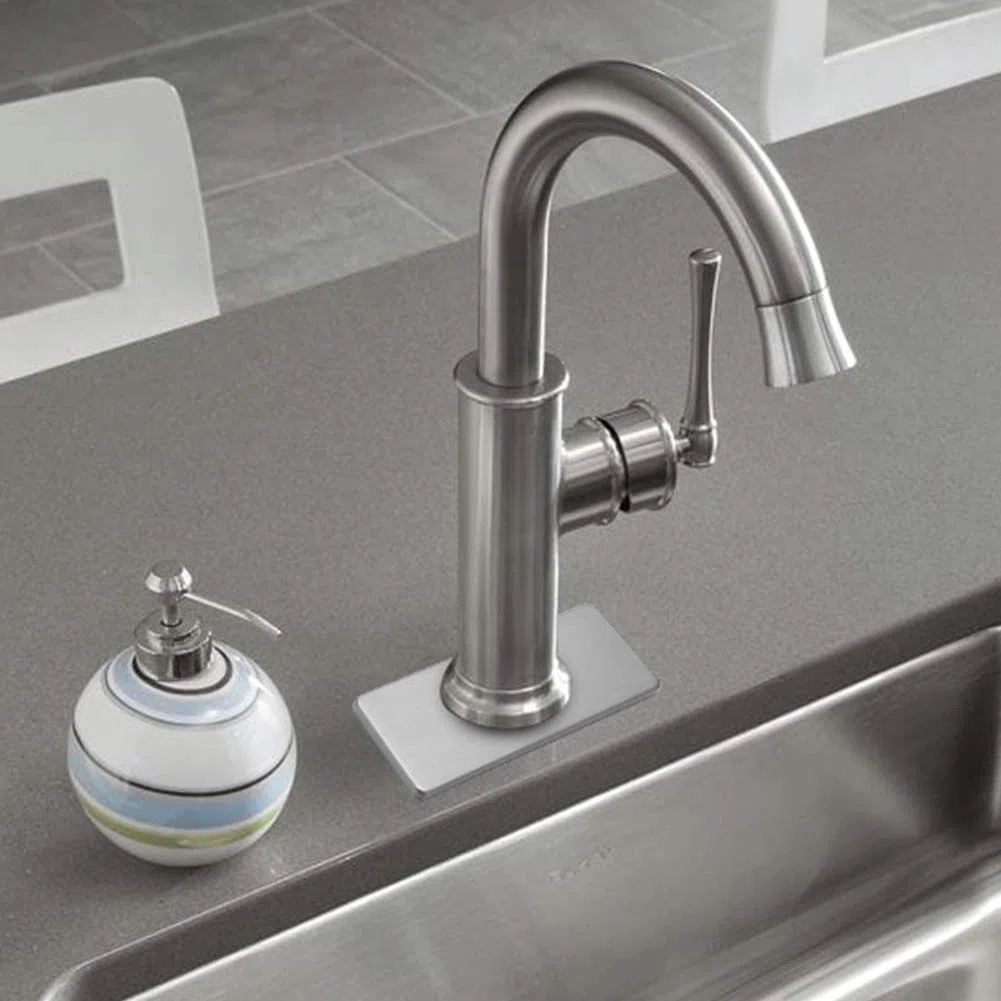 Piastra per foro per lavello da cucina, piastra di copertura del foro in acciaio inox, piastra di copertura rettangolare per rubinetto del lavandino del bagno cucina (grigio)
