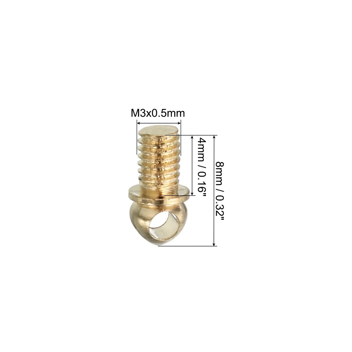 PATIKIL M3x0.5 Viti Occhiello 30pz Foro Bulloni Gancio Ring Apparecchio Decorativo per Candele Ciondolo Lampada Lampadario Fai Da Te Progetto Tono Oro