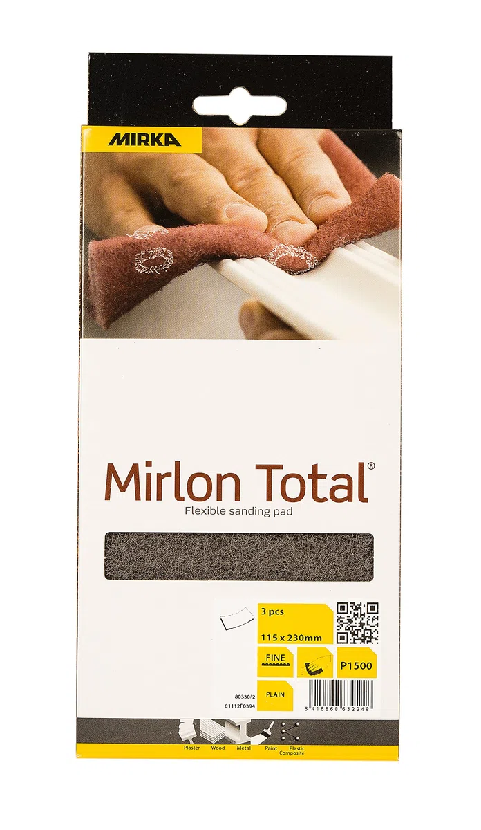 Mirka Mirlon Total Pad di levigatura manuale Vello di levigatura/Ultra Fine 1500/3 pezzi / 115x230 mm