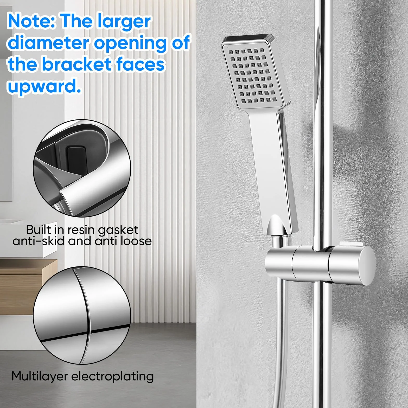 URAQT Universale Supporto Soffione Doccia, Supporto Doccia Regolabile a 360°, Rimovibile Supportos per Doccias Adatto per Asta Doccia da Diametro 18-25 mm, Universale Doccias Supportos Accessori Bagno