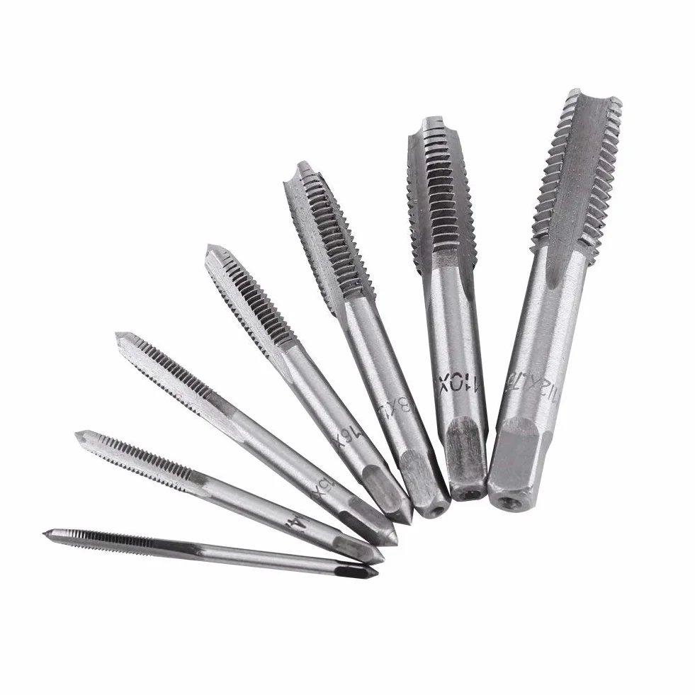 Aramox Rubinetto a Vite, 7 Pezzi Utensile per maschiatura in Acciaio per Cuscinetti con Filettatura metrica M3, M4, M5, M6, M8, M10, M12