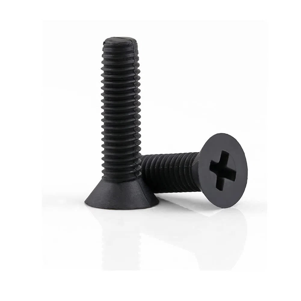 Viti a Testa Svasata a Croce in Nylon, Viti a Testa Piatta in Plastica, Nero, M3x12 mm,100 Pezzi