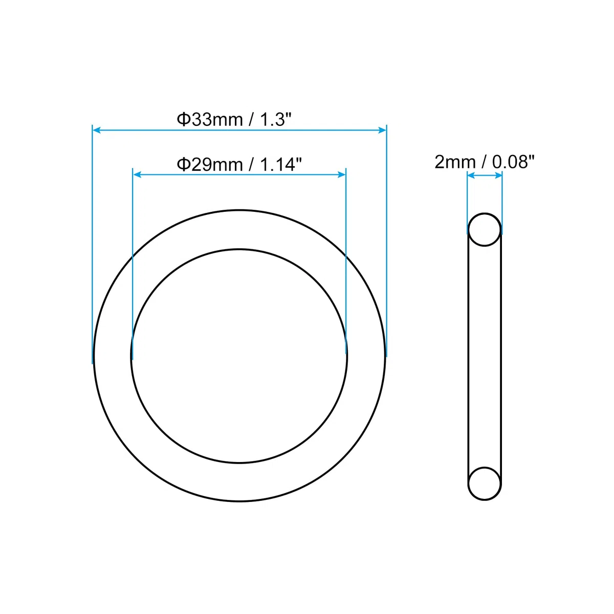 PATIKIL Nitrile Gomma O-Ring 33mm OD x 29mm ID x 2mm Larghezza, 25 Pezzi Metrico Sigillatura Guarnizione Anelli Rubinetti per Rubinetto Idraulica Automobilismo Riparazione, Nero