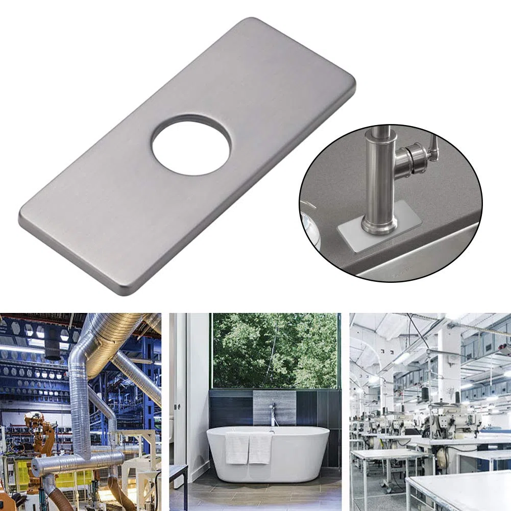 Piastra per foro per lavello da cucina, piastra di copertura del foro in acciaio inox, piastra di copertura rettangolare per rubinetto del lavandino del bagno cucina (grigio)