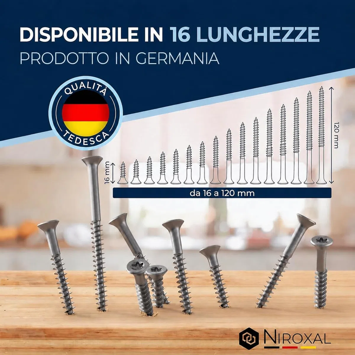 Vite a testa svasata TORX V2A in acciaio inossidabile 5-mm di spessore - Lunghezza della vite di 25-mm - 50 pezzi - Filettatura parziale di 18-mm Vite per legno 5x25