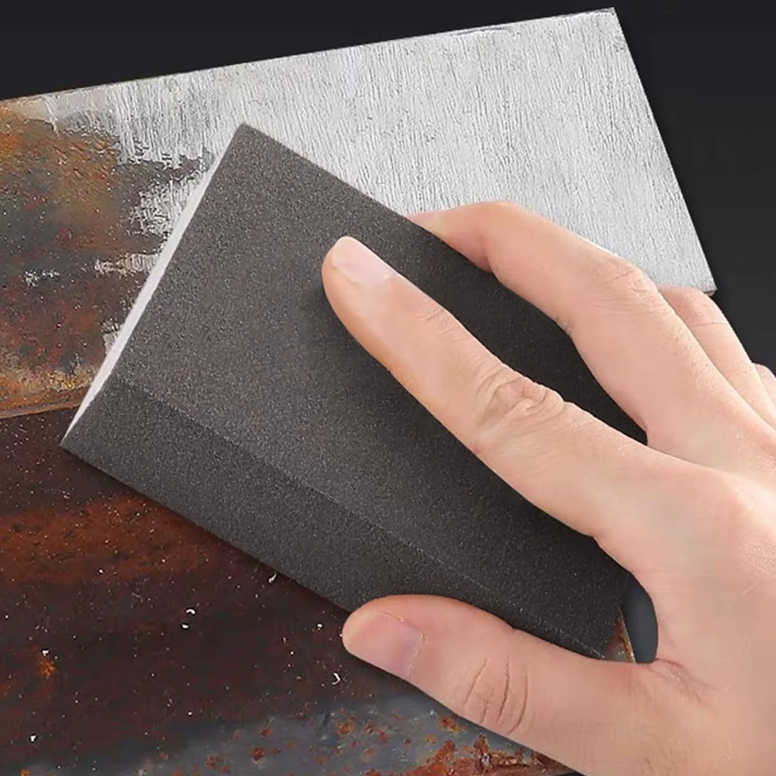 Brevanza Quattro Lati Spugna Abrasiva, Accessorio Manuale Spugne Carta Vetrata per Levigatura Pavimenti e Plastica, Spugnette Abrasive Blocco Fine Metalli, Set di Blocchi Abrasivi per Legno Cucina