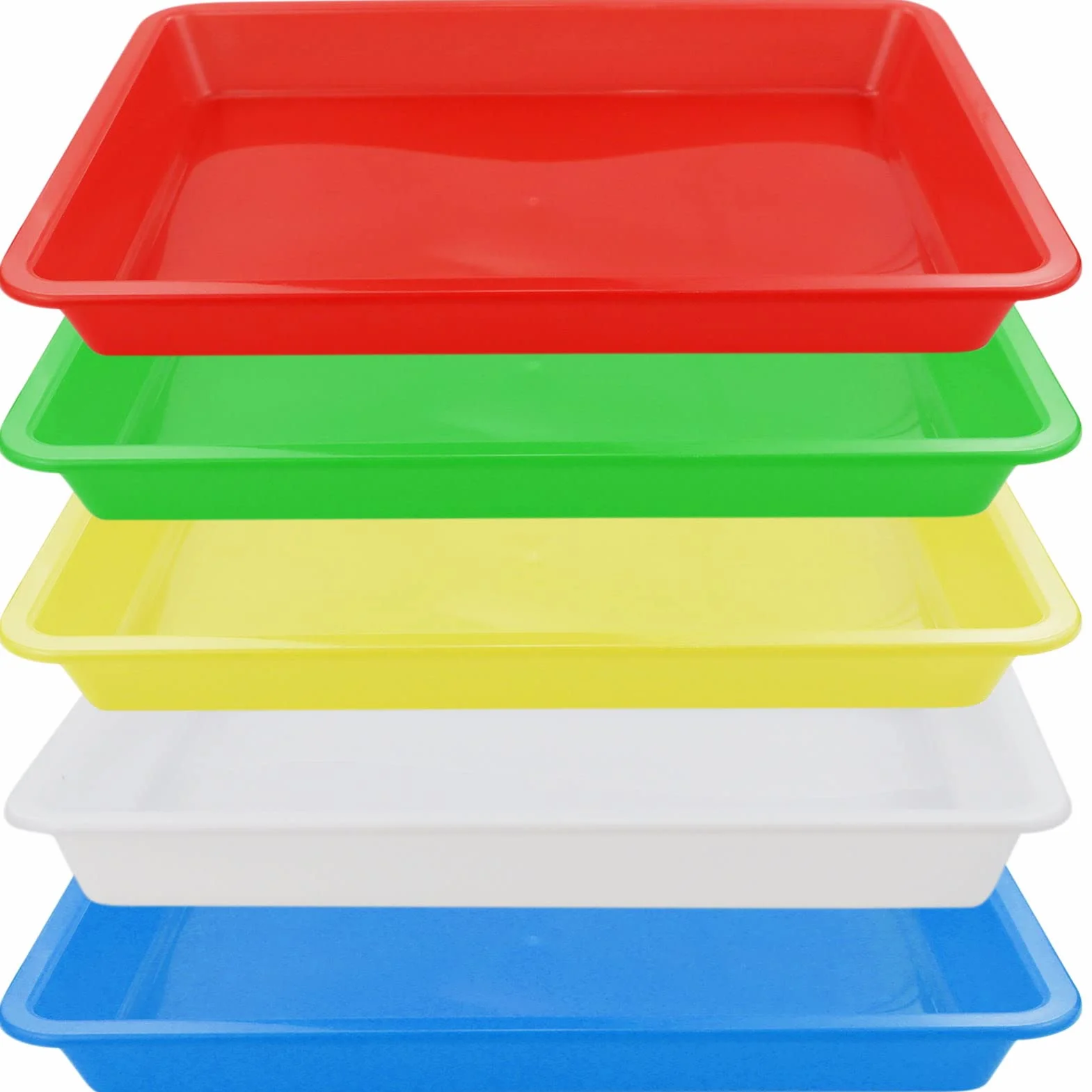 Confezione da 5 vassoi in multicolore, per attività artistiche, per scuola, casa, arte e artigianato, progetti fai da te, pittura, perline, forniture organizzative, 5 colori