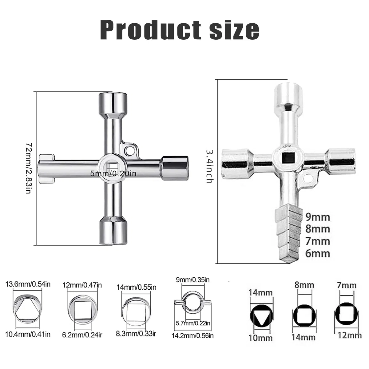 XZEIT 3 Chiavi da Costruzione, Chiavi Universali 4 in 1, Quadre Triangolari, Chiavi A Croce per Chiavi Multifunzione per Acqua, Elettricità, Contatore Elettrico