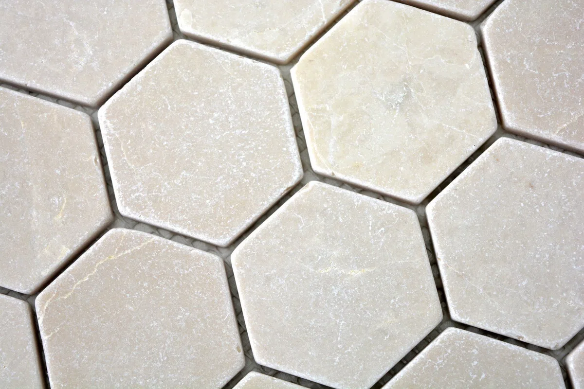 mosaico beige esagono Antico Botticino marmo