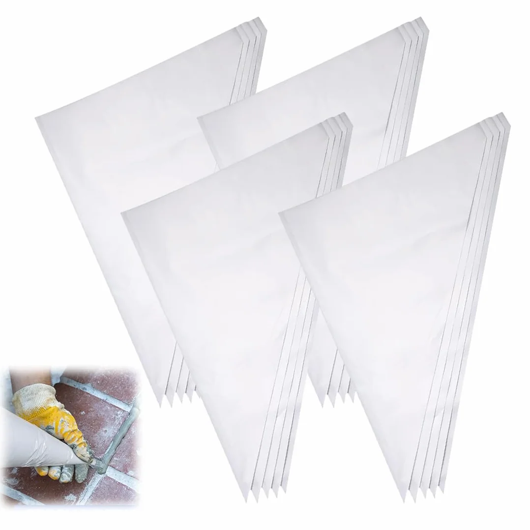 20 Pezzi Sacca per Giunture in HDPE resistente, impermeabile e sigillata per malta e cemento, protegge le mani, colore bianco, misura triangolare 285 x 450 x 530 mm