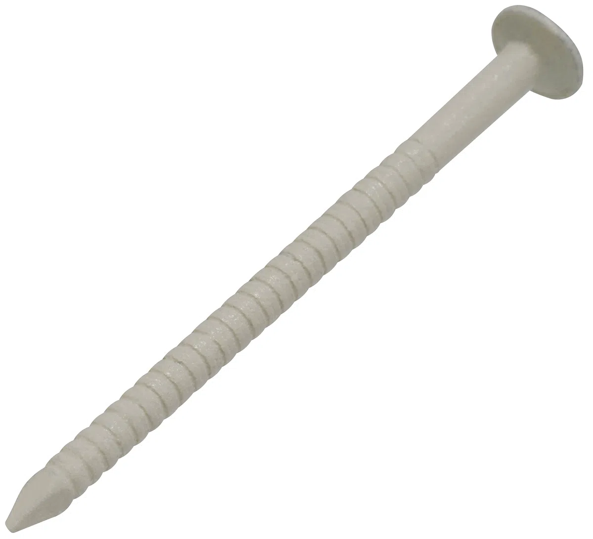 AERZETIX - C64827 - Set di 25 chiodi zigrinati a testa piatta Ø2.3x37mm - chiodo con gambo ad anello - in acciaio A2 - colore avorio - fissaggio lamiere pannelli facciate grondaie legno