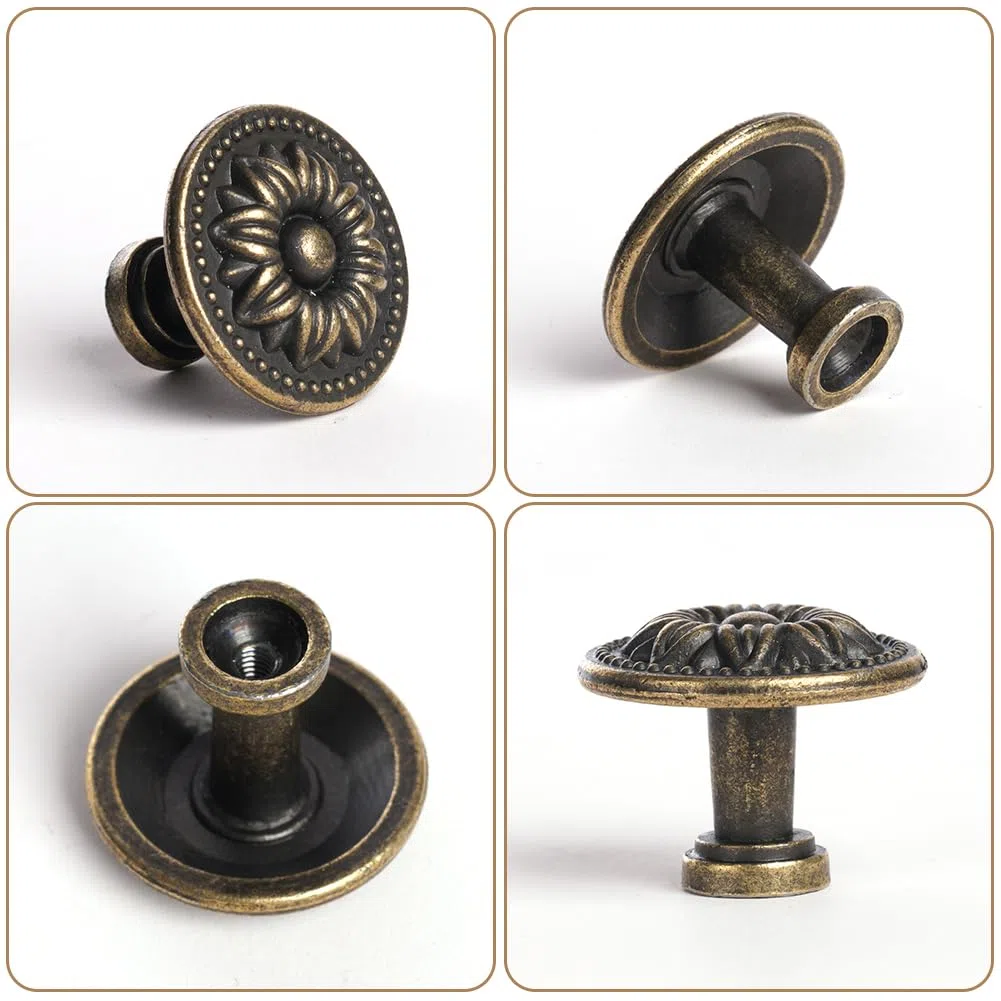 Ainiv 12pz Pomello per Mobili Vintage, 30mm Maniglie Rotonde Antiche, Pomelli per Armadietti con Viti e Cacciavite per Porte Armadietti Cassetti e Guardaroba Accessori Mobili (Bronzo)