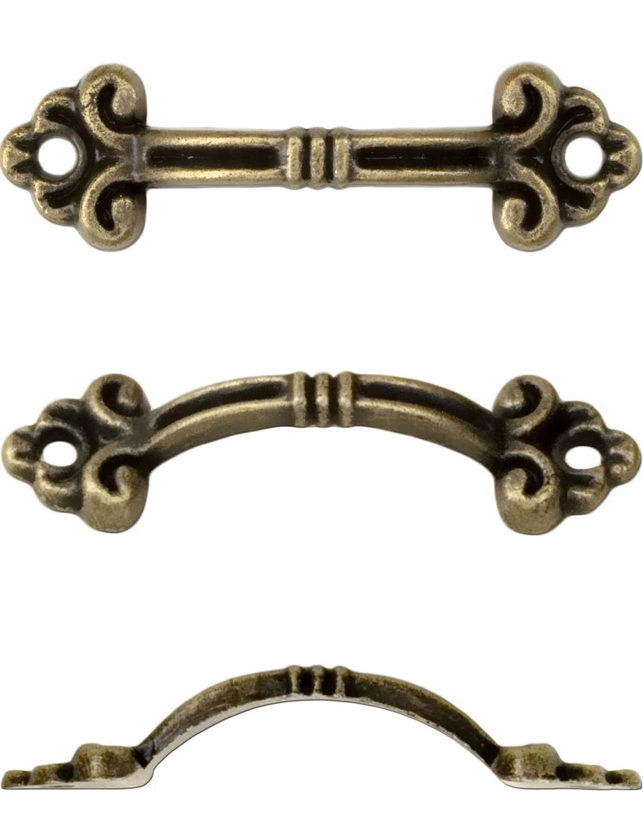 FUXXER®, 12 piccole maniglie anticate, per cassette, scatole, cassettini, cassapanche, design vintage dall’effetto bronzo anticato, 4,8 x 1,4 cm, set da 12 pezzi, con viti