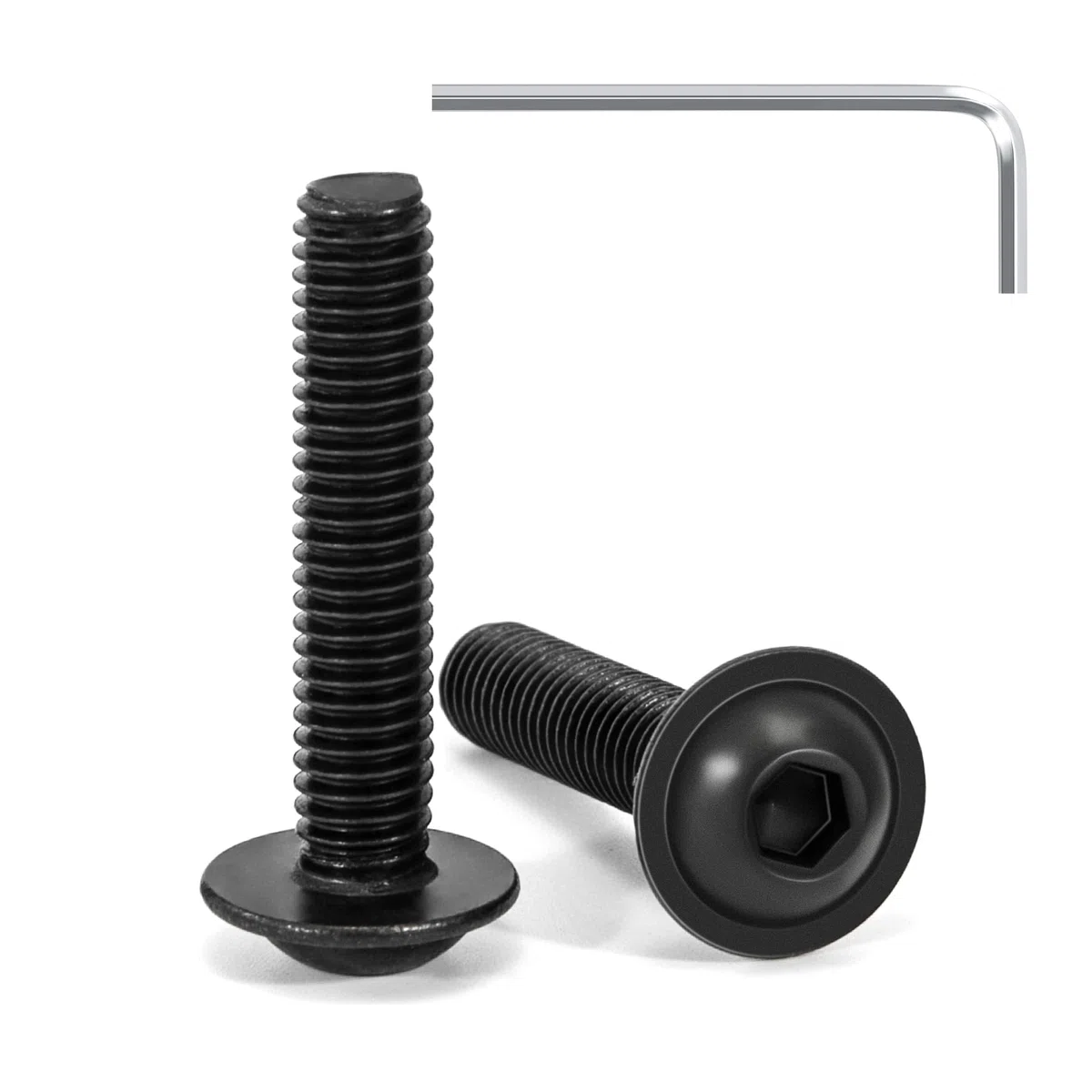 Tunejoy 20 Pezzi Viti a Testa Bombata con Flangia M6 x 30 mm Nero Vite a Testa Esagonale Bulloni in Acciaio Inox A2 V2A Viti a Brugola con Chiavi a Esagono Filettatura Completa