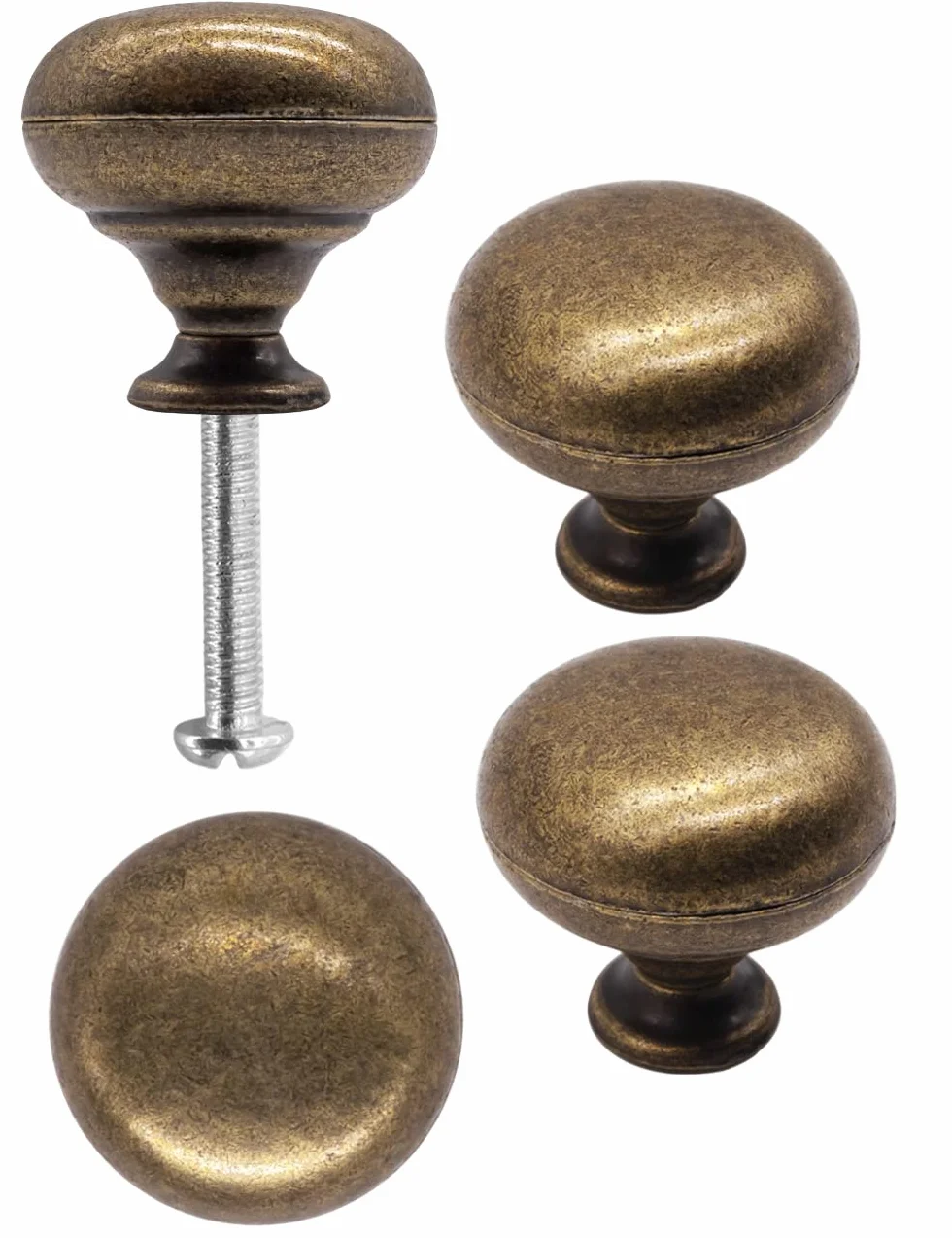 Fuxxer - Maniglie per mobili antiche, pomelli vintage in bronzo, set di 4 pomelli da 30x30 mm