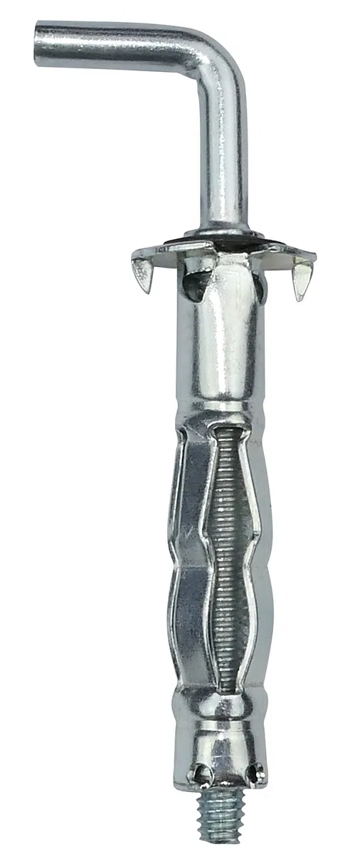 AERZETIX - C57885 - Set di 10 - Tassello a espansione Ø8x38mm con gancio M4 a forma ''L'' - per cartongesso corpo cavo muro a secco - in acciaio - finitura zincata Cr3+