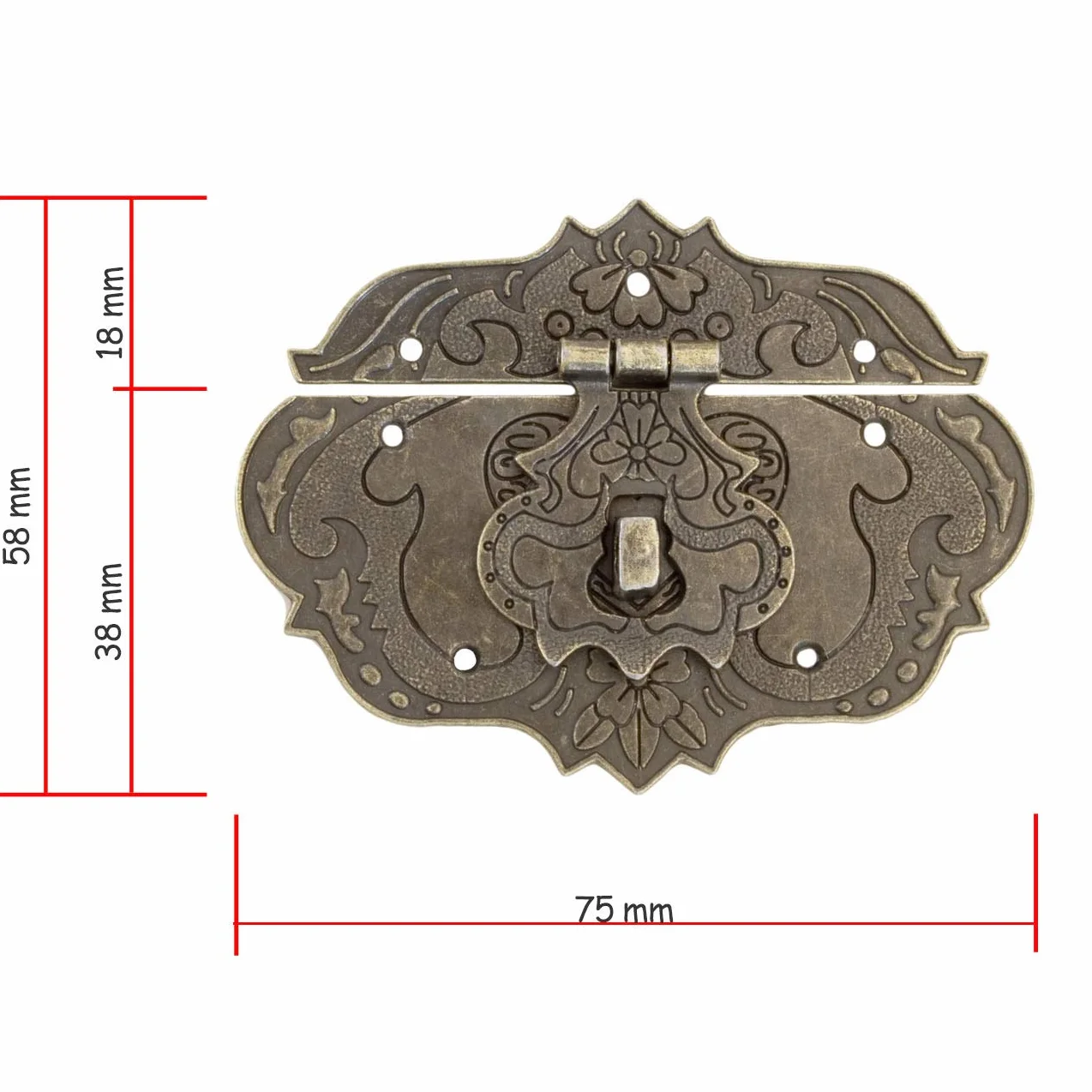 FUXXER Set di 2 chiusure antiche per mobili, 75 x 58 mm, in ferro bronzo, per lucchetti,