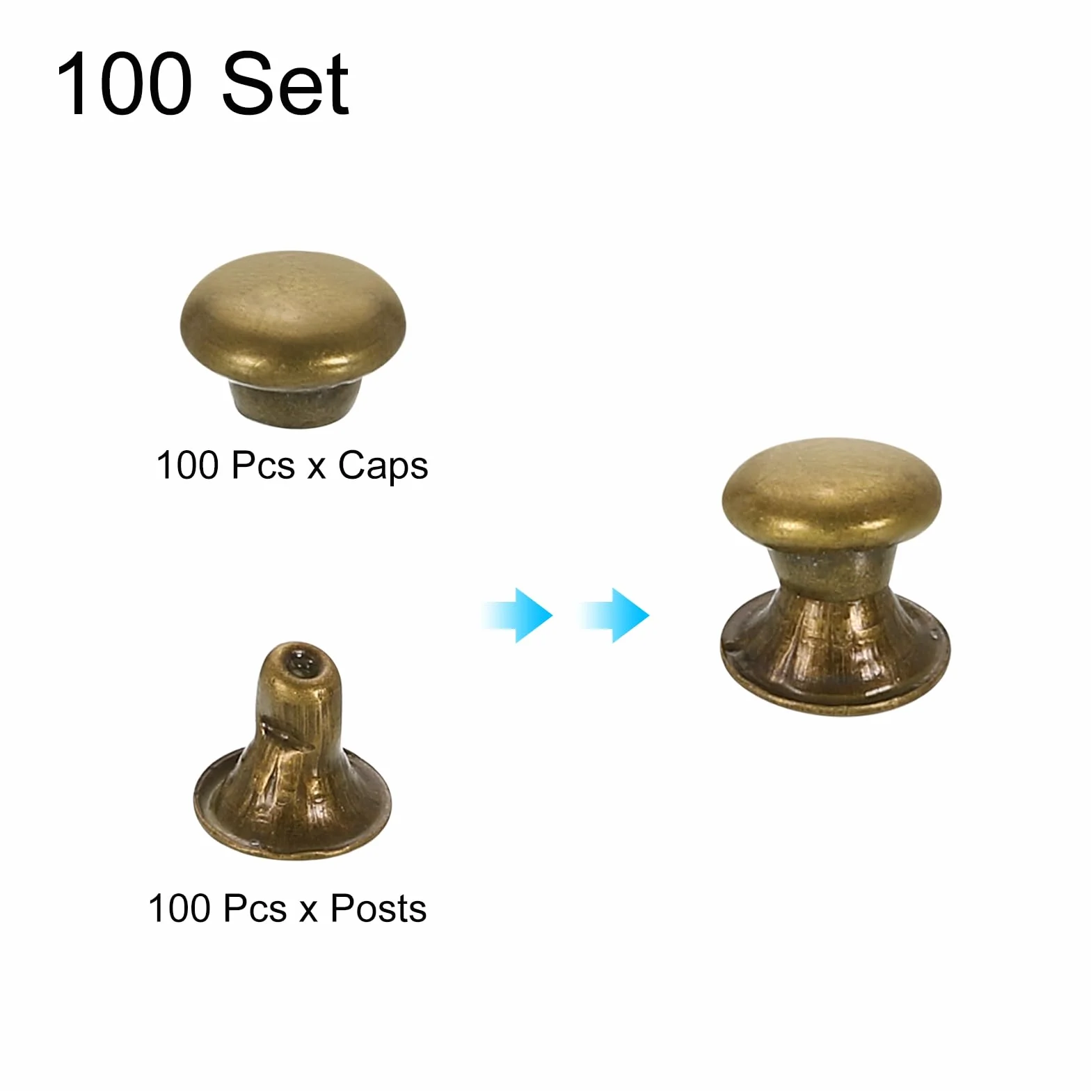 QUARKZMAN 100 Set Rivetti Cappello Singolo 3mm Acciaio Carbonio Testa Tonda Borchie Fissaggi Tubolari Pioli Metallici