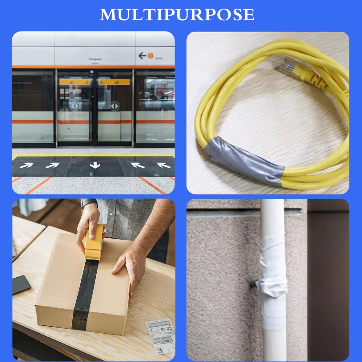 Nastro rinforzato extra forte, 50 m x 25 mm, nastro di riparazione impermeabile per riparazioni, fai da te, artigianato, interni ed esterni, Duct Tape (bianco)
