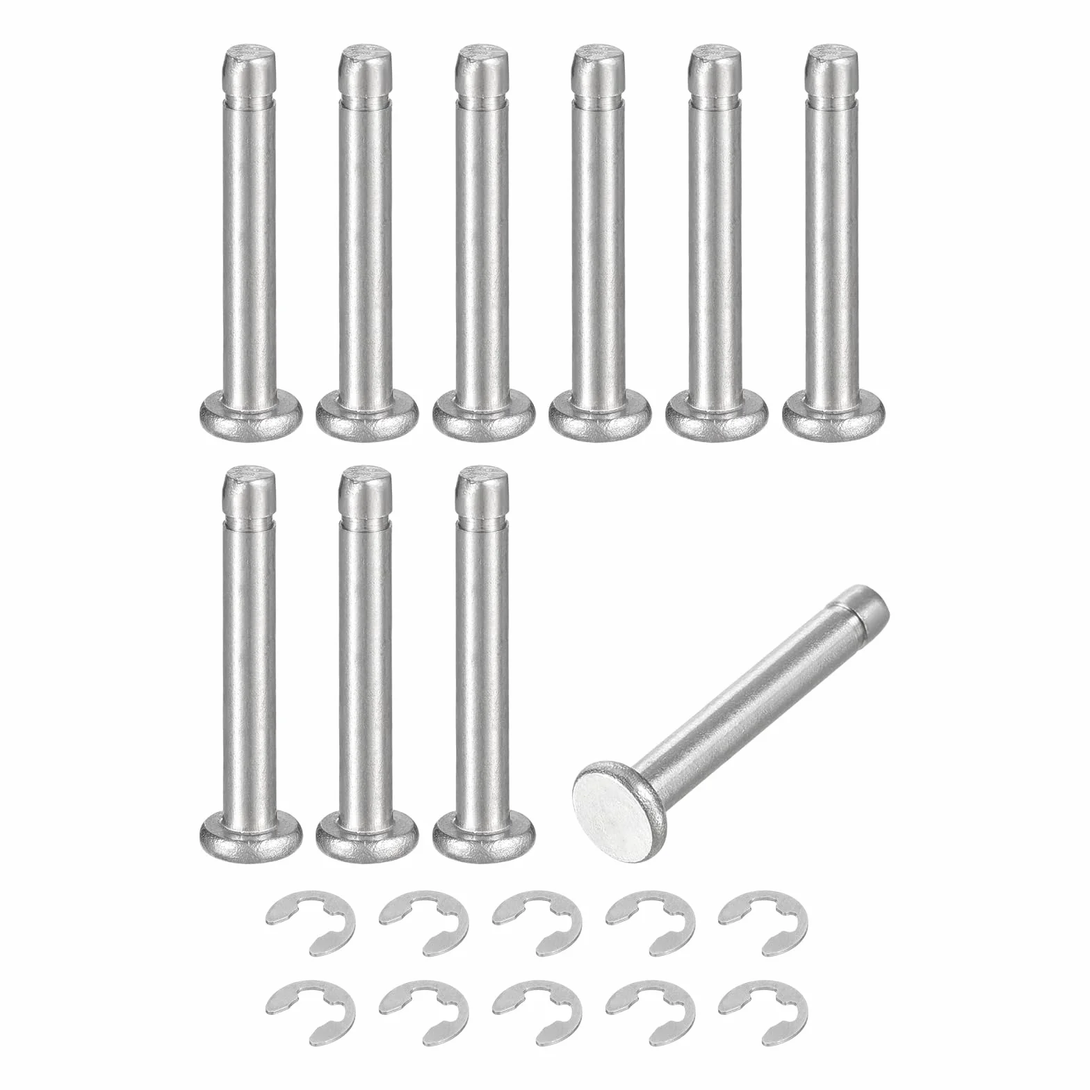 QUARKZMAN 10Set M3x20mm Perno Posizionamento Cilindrico Elastico Albero Acciaio Inossidabile 304, Perno Posizione Cilindro Cerniera Scanalato Testa Piatta con Ring Fissaggio Clip E, Argento