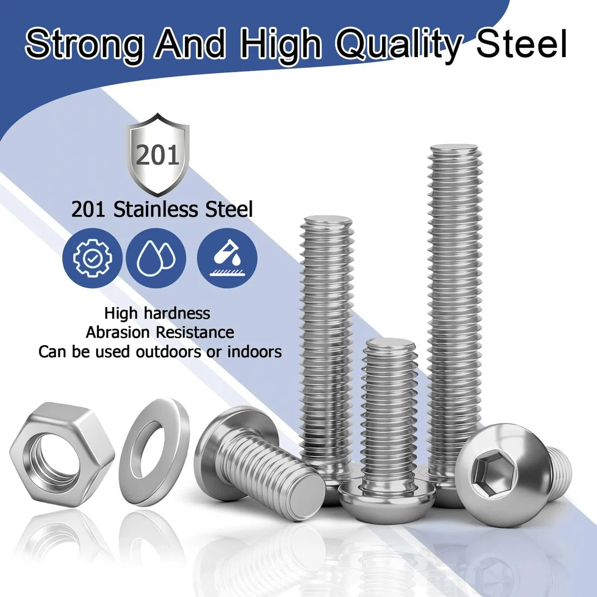 50 Pezzi M4x20 mm Viti a testa tonda Brugola, M4 Set Viti Bulloni e Dadi Rondelle in Acciaio Inox 201 Adatto alla produzione di mobili e macchinari