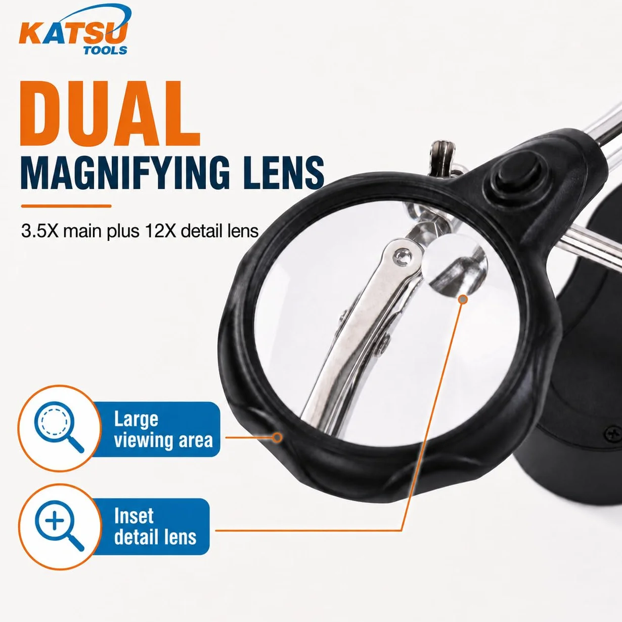 KATSU Lente d'Ingrandimento per Saldatura con Lampada a LED Terza Mano con Lente d'Ingrandimento, Che Aiuta Le Mani con Clip Lente d'Ingrandimento 3.5X 12X Dispositivi di Tenuta per Saldatura con Clip a Coccodrillo per Lavori di Riparazione di Assemblaggi