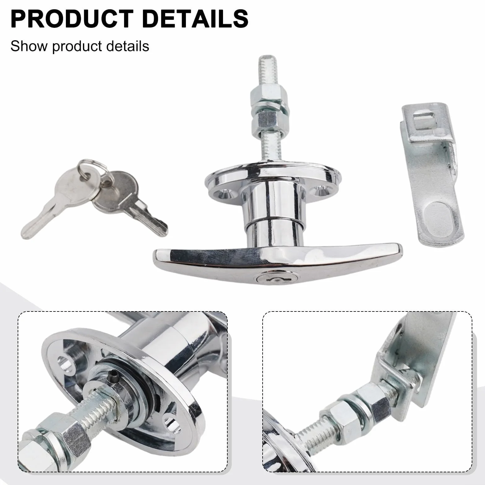 Kit di bloccaggio con maniglia a T in lega di zinco con chiavi, kit di bloccaggio con maniglia a T per camion/camper/porta del garage, sicuro per attacco del tappo del camion, serratura resistente
