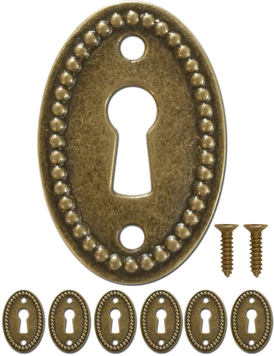 FUXXER 6 x Targhe per chiavi antiche, rosette per serrature, design in ottone vintage, 37 x 24 mm