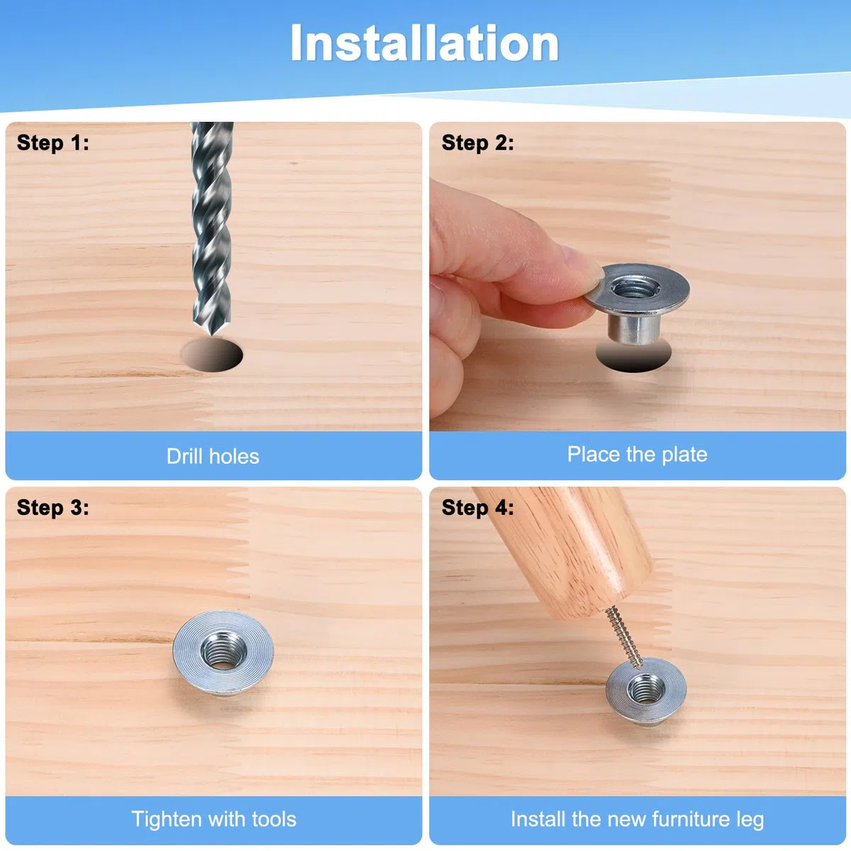 M METERXITY 50-Pack Dadi A T M5x8mm Zincati In Acciaio Al Carbonio Dado A T Base Rotonda Dadi Per Saldatura Foro Passante Hardware Per Mobili Flangia Filettatura Femmina Argento