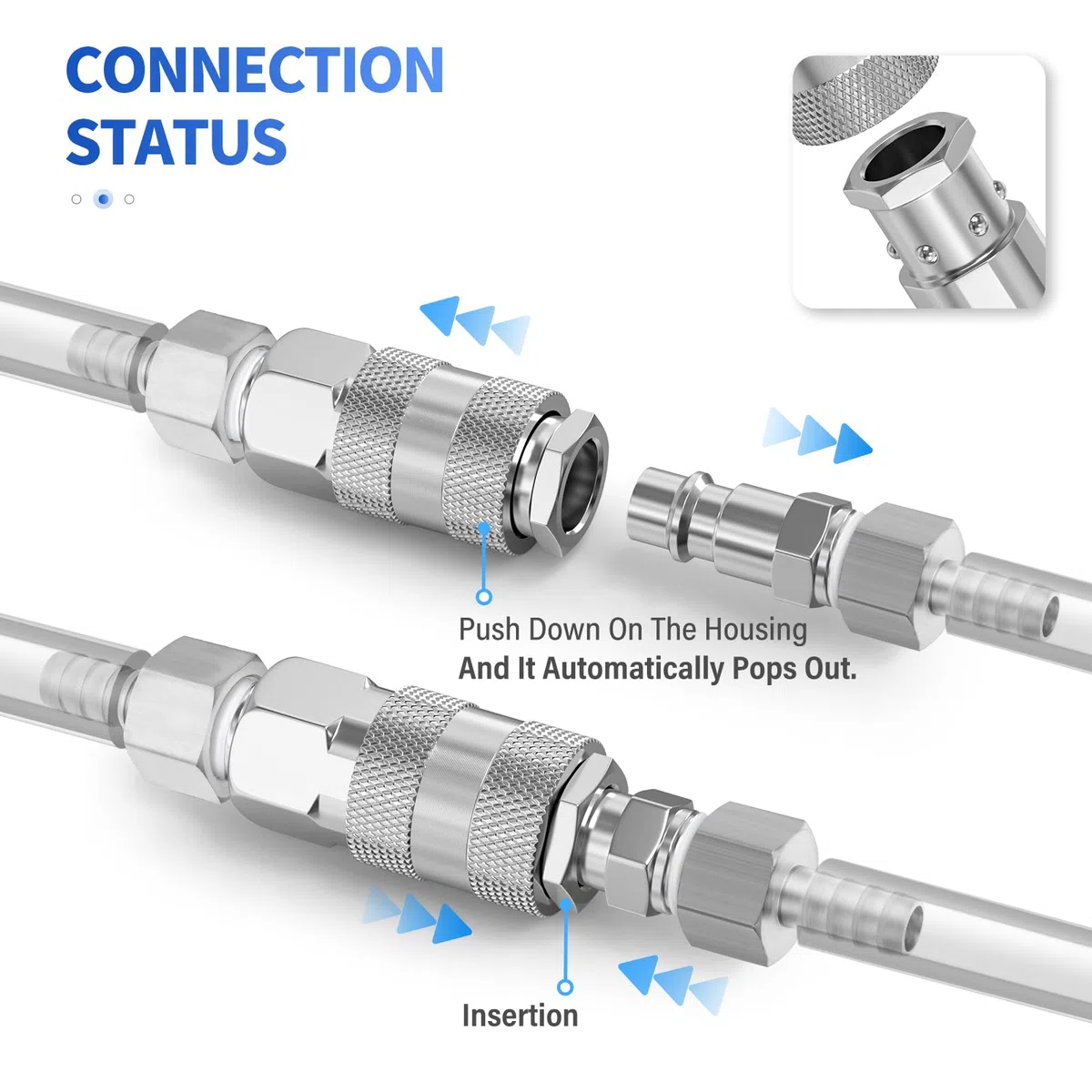 2 pezzi 3/8" BSP maschio raccordi del tubo dell'aria, linea dell'aria accoppiatore industriale rapido, kit di riparazione del tubo del compressore pneumatico