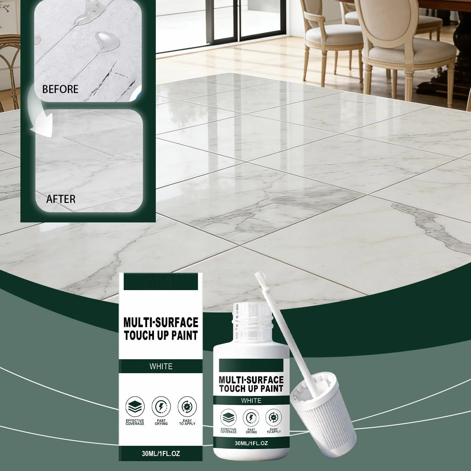 Penna Stucco Legno Bianca - 30 ml di Rimuovigraffi Impermeabile - Vernice Per Porte Ad Asciugatura Rapida - Per Armadi Mobili Telai Di Porte Metallo Smalto Elettrodomestici