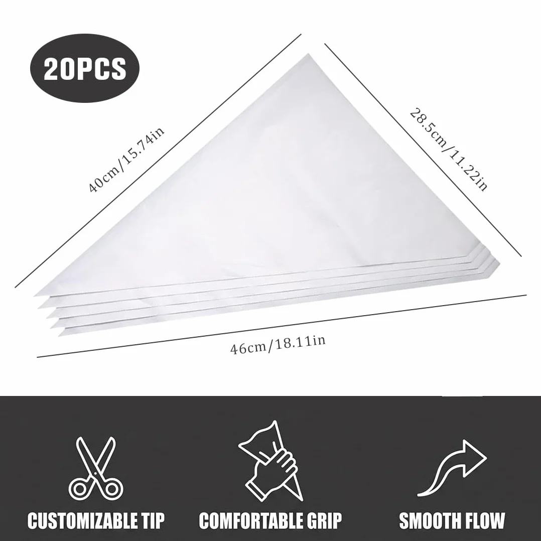 20 Pezzi Sacca per Giunture in HDPE resistente, impermeabile e sigillata per malta e cemento, protegge le mani, colore bianco, misura triangolare 285 x 450 x 530 mm