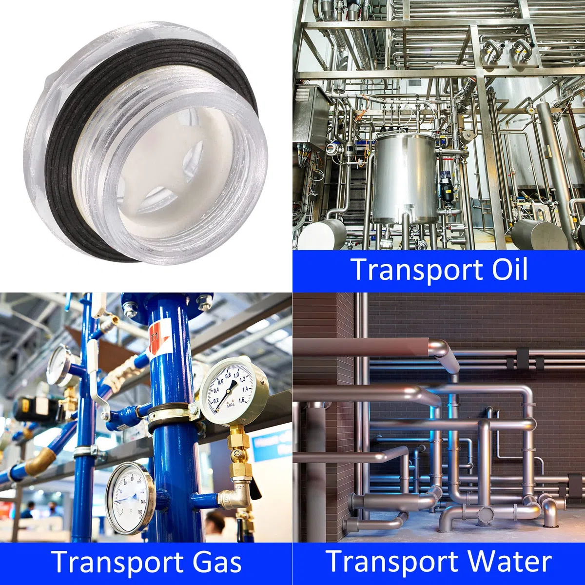 M METERXITY Plastica Olio Livello Vista Vetro con cerchio Tenuta - Aria Compressore Raccordi Controllo Pompa Olio Livello Applicazione Serbatoio (27mm Dia Chiaro Nero Bianco)