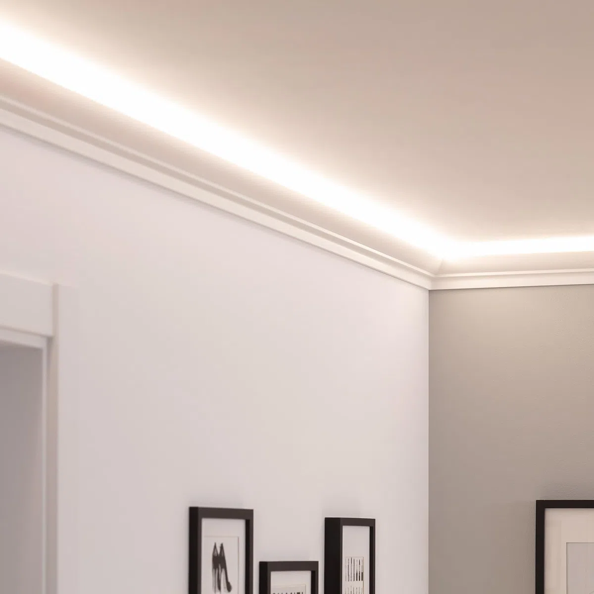 LEDKIA LIGHTING - Modanatura per Striscia LED 2m | Decorativa Indiretta| Facile da Installare, Bianco, Polistirene