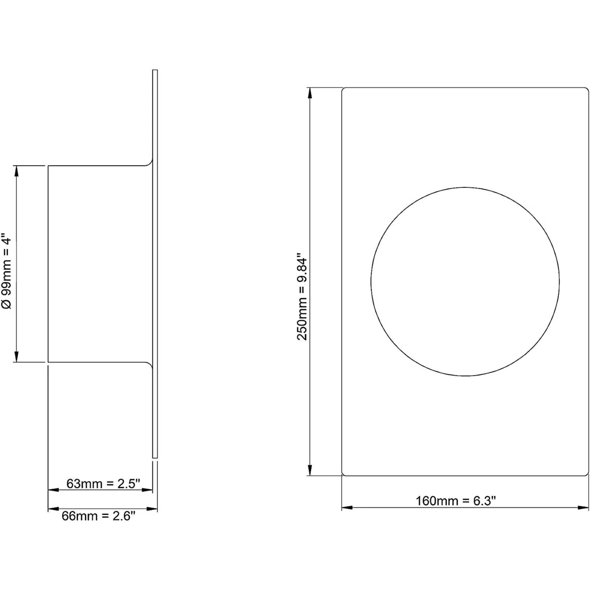 Ø 100mm Collegamento a Parete con Flangia - Raccordo per Tubi di Ventilazione