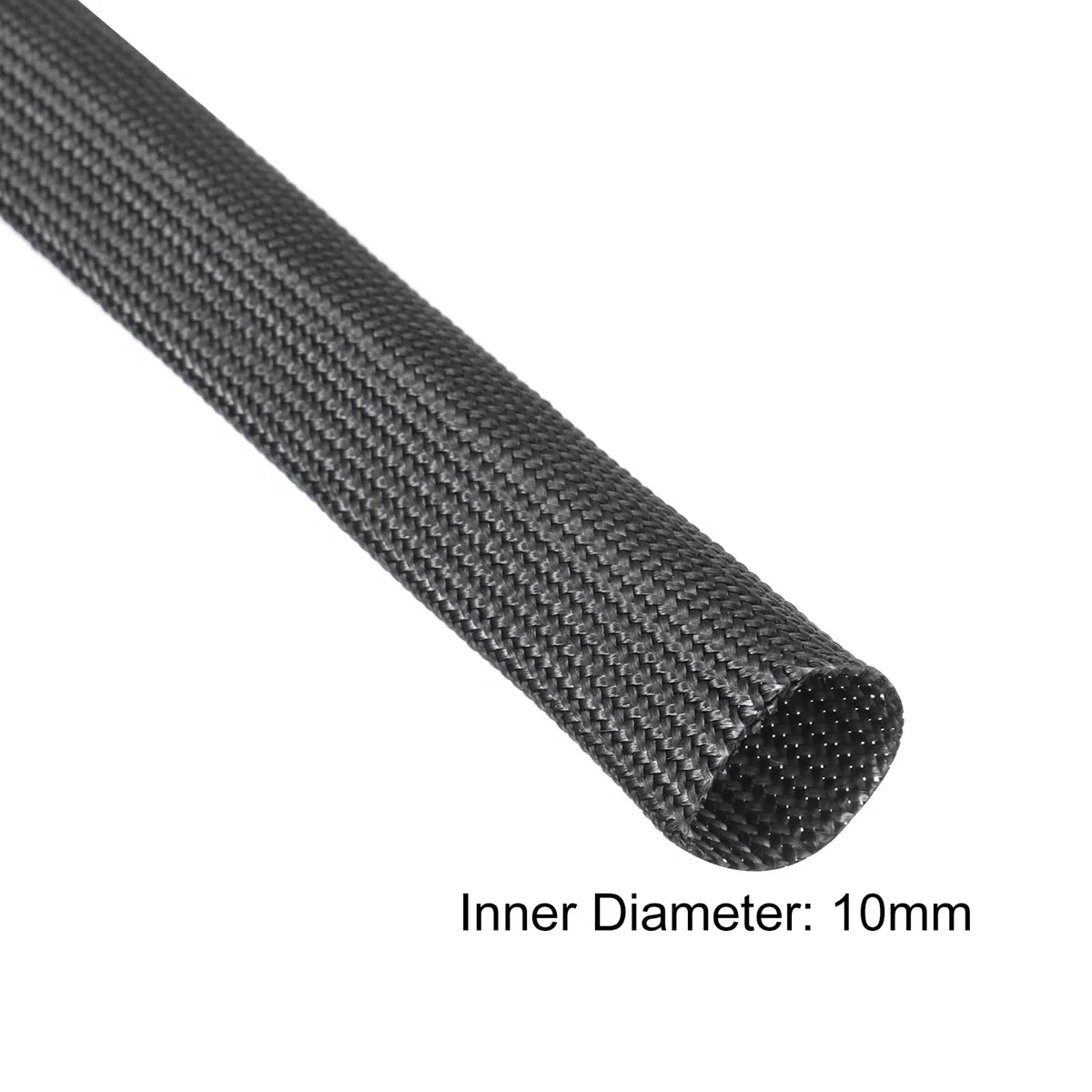 QUARKZMAN 1 Pz Intrecciata Guaina Per Cavi Elettrici, 10mm x 1m, Guaina alta temperatura in fibre di vetro alcali-free, Tagliabile Nascondi Cavi, Cable Management Per TV, Auto, Casa, Nero