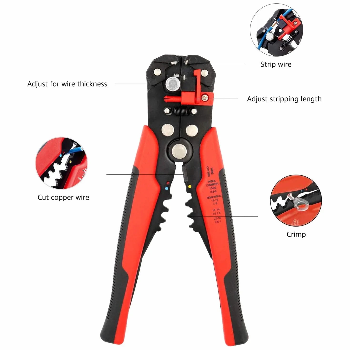 Amazon Basics Spellafili autoregolante, nero/rosso
