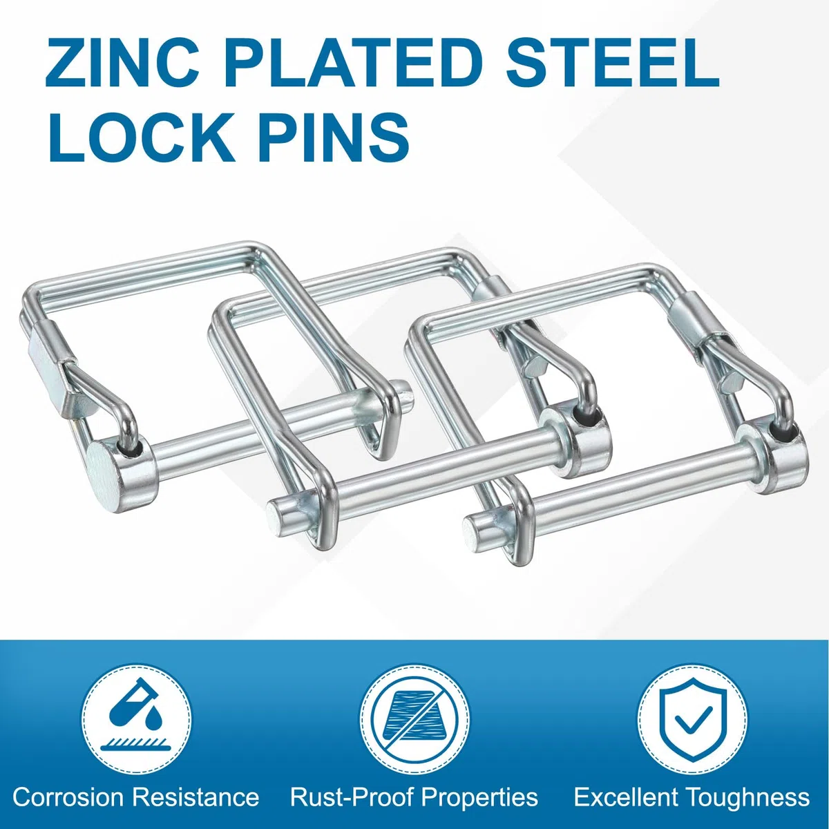 PATIKIL 2 Pcs Perno Di Aggancio Per Rimorchio 5/16" x 2.4" (8mm x 60mm) Fermo A Filo Di Sicurezza Perno Di Aggancio Arco Dell'Albero Clip Di Blocco A Molla Quadrato Per Rimorchi Agricoli