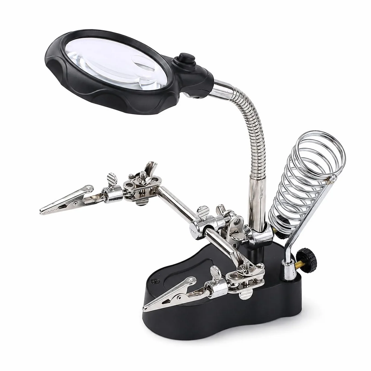 KATSU Lente d'Ingrandimento per Saldatura con Lampada a LED Terza Mano con Lente d'Ingrandimento, Che Aiuta Le Mani con Clip Lente d'Ingrandimento 3.5X 12X Dispositivi di Tenuta per Saldatura con Clip a Coccodrillo per Lavori di Riparazione di Assemblaggi