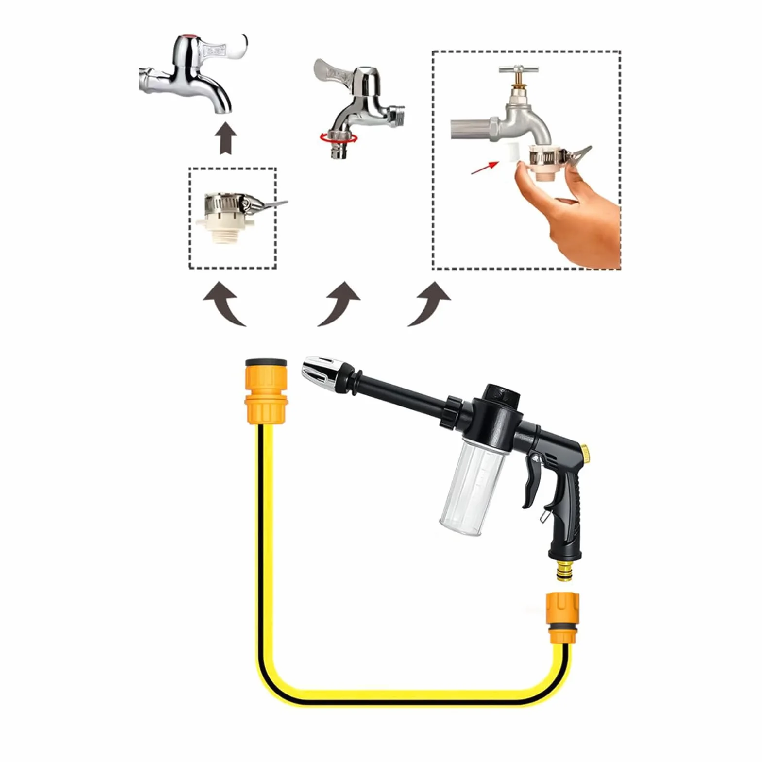 Pistola Per Schiuma, Pistola Per Lavaggio Auto Con Getto Di Schiuma Regolabile Per Auto, Include Dispenser Di Sapone, Per Pulizia Moto Camion Giardino Pannelli Per Animali Domesti