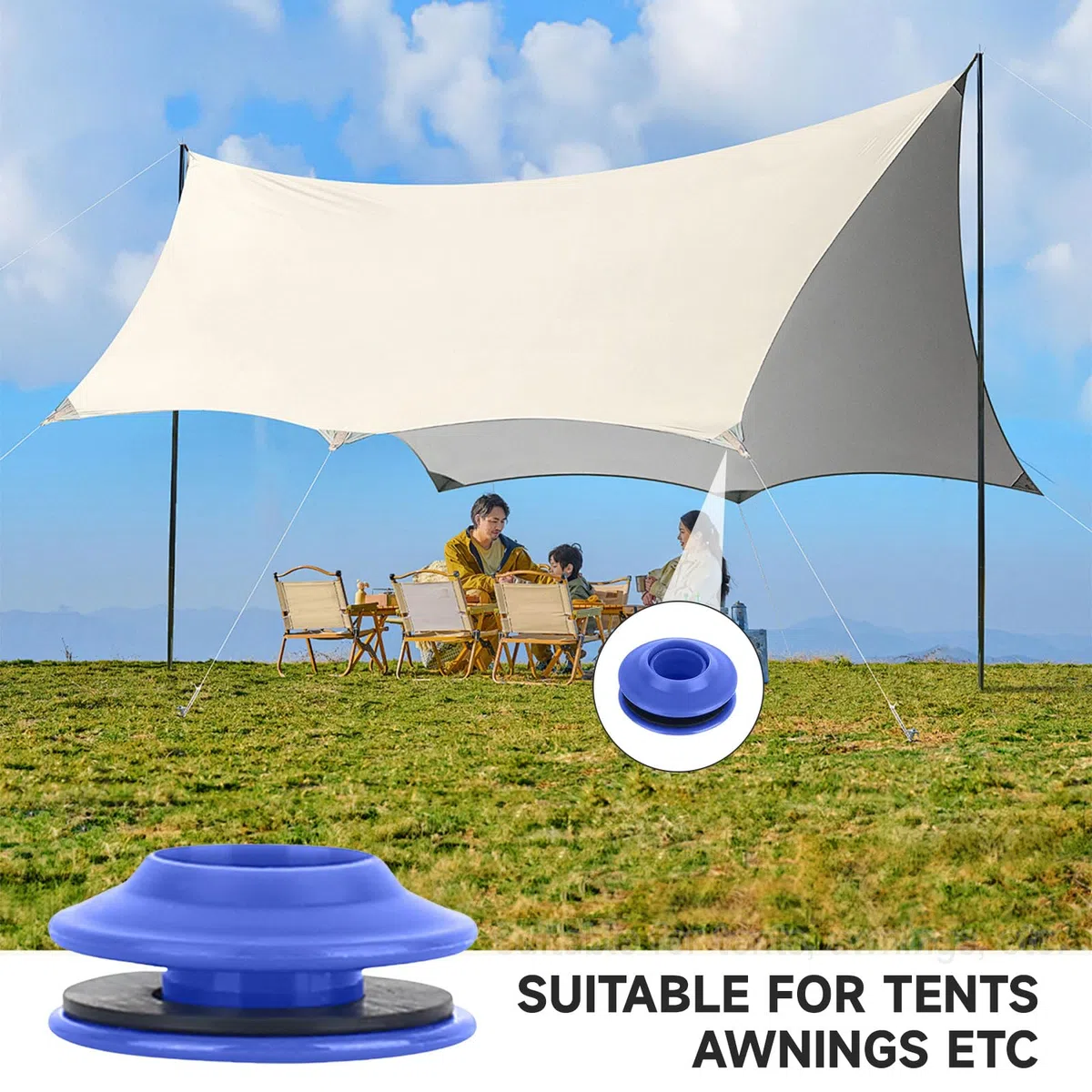 20 Pezzi Occhielli per Telone in Plastica, Occhiello per Telone Autoperforante, Occhielli in Plastica Multiuso per Tende da Piscina Teloni Tende Telo Telone - 27 x 27 x 11 mm - Blu